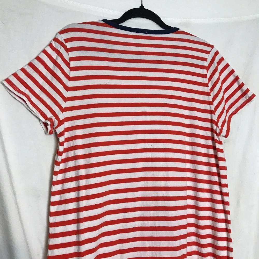 J. Crew Striped Short Sleeve T-Shirt Dress Womens Size L Coastal Beach Preppy